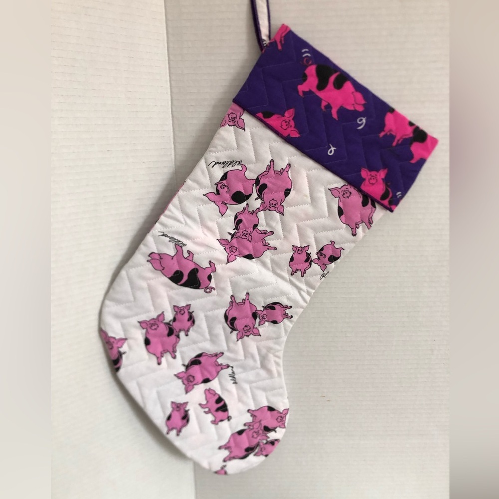 Handmade Pig Patterned Holiday Stocking